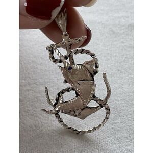 C Richardson 999 Sterling Silver Marlin Anchor Nautical Pendant Vintage Textured